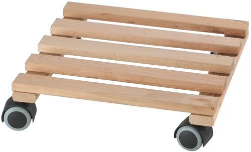 Dörner + Helmer Rullo Per Piante Quadrato, 35 X 35 Cm, Portata 75 Kg, In Legno Naturale Fsc, Per Interni, Marrone