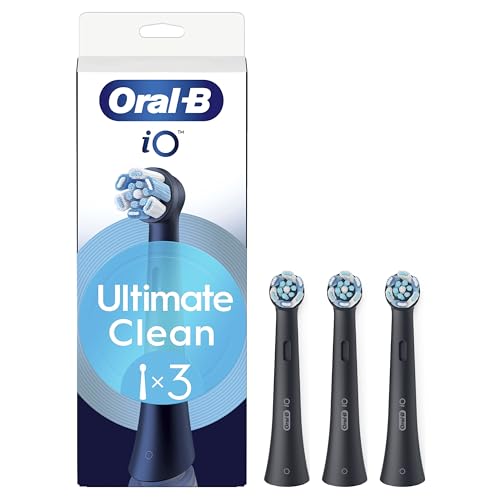 Oral-B Testine Di Ricambio Io Series Ultimate Clean Black, Testine Rotonde Originali, Setole Crisscross, Rimozione Della Placca, 3