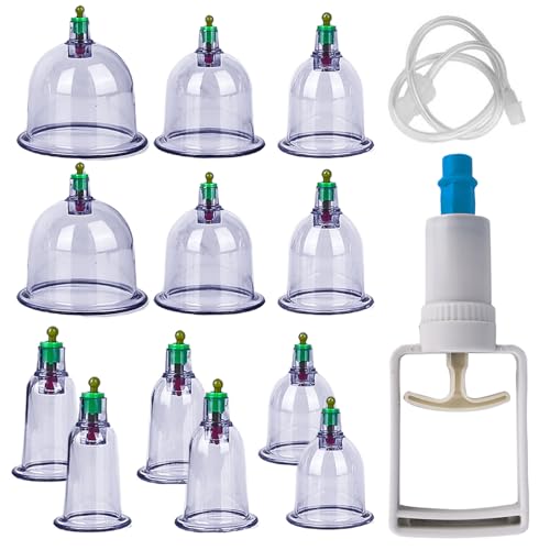 Coppettazione Sottovuoto,12 Pezzi Coppettazione Set,Coppettazione Biomagnetico,Coppettazione Massaggio Set,Tradizionale Cinese Set Coppettazione Per T
