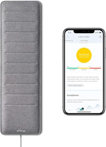 Withings Sleep Analyzer- Sensore Del Sonno Sotto Il Materasso, Rilevamento Dell'Apnea Del Sonno, Analisi Clinica Del Sonno, Salute Cardiovascolare, Di