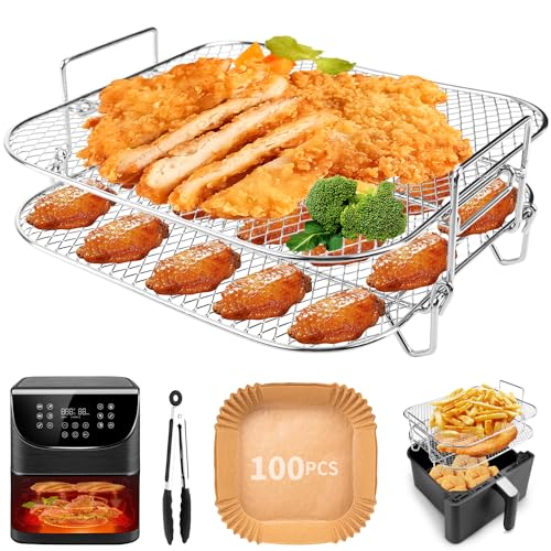 Cosori 5,5 L 3 Pezzi 2 Strati 8 Pollici Accessori Quadrati Per Friggitrice Ad Aria Cosori 6,4L E Forno Torre