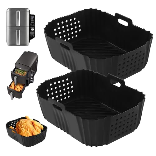 2 Pezzi Accessori Air Fryer Per Ninja Double Stack Xl Sl400Eu,Accessori Friggitrice Ad Aria Per Ninja Foodi Max Dual Zone 9.5L Af400Eu Af300Eu (Nero)