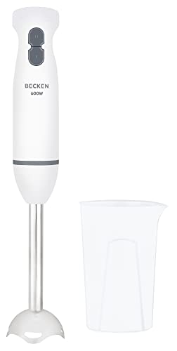 Becken 7526739 - Frullatore A Mano, 600 W Di Potenza, Con Bicchiere Misuratore, Bianco
