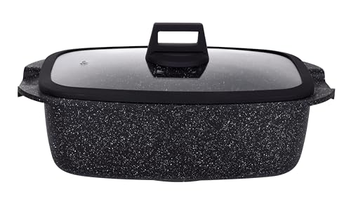 Avilia Cocotte Induzione E Forno Antiaderente Con Coperchio In Silicone - Ideale Per Zuppe, Pane, Stufati E Arrosti, 32X20 Cm, Design Elegante Nero