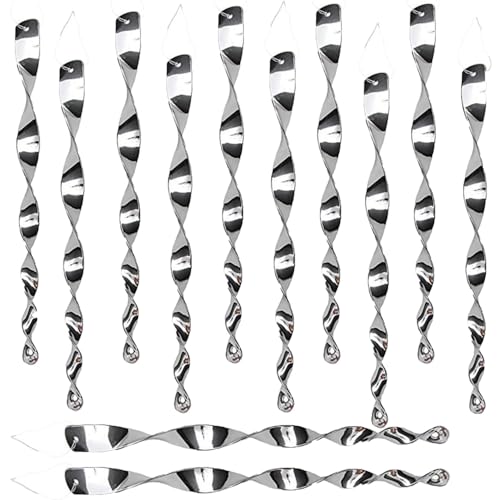 Rxkfigx 12 Pezzi Repellente Per Uccelli Riflettente 30Cm Spirale Dispositivo Deterrente Spirale Del Vento Riflettente Argento Per Casa E Giardino Per
