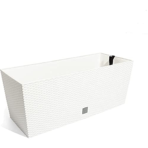 Fioriera Rettangolare 72 Litri Con Auto-Irrigazione Colore Bianco 80 X 33 X 32 Cm