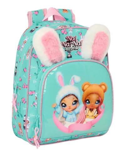Safta Nanana Bunny - Zaino Per Bambini, Ideale Per Bambini Di Diverse Età, Comodo E Versatile, Qualità E Resistenza, 28 X 10 X 34 Cm, Turchese/Rosa, M