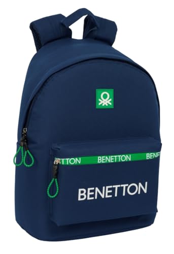 Safta Benetton Green - Zaino Per Laptop Da 14,1", Ideale Per Giovani Di Diverse Età, Comodo E Versatile, Qualità E Resistenza, 31 X 16 X 41 Cm, Blu Na