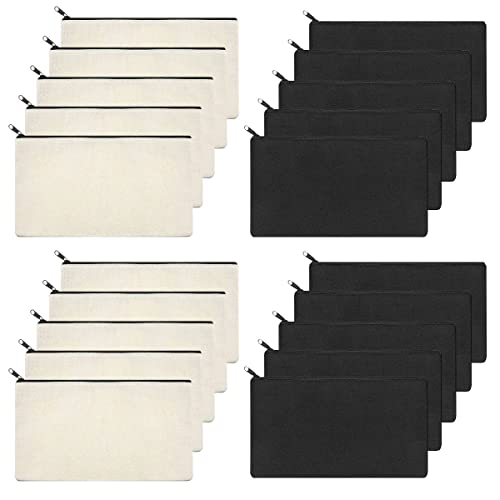 Astuccio Tela,Astuccio In Tela Bianco,Pochette Tela,20 Pezzi Astuccio Per Matite Fai Da Te Per Scuola,Trucco E Bricolage, Astuccio Bianco 21X13Cm