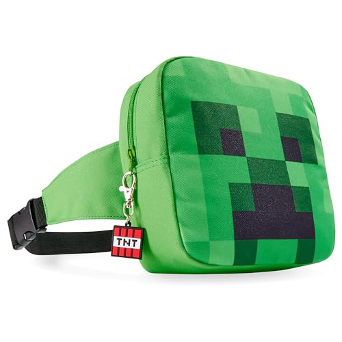 Minecraft Marsupio Ragazzo Con Cinturino Regolabile, Creeper Tracolla Bambino - Regali Per Gamer (Verde)