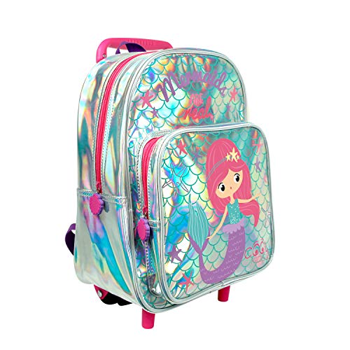 Perletti Mini Trolley Bambino Bambina Con Tascone - Zainetto Scuola Asilo Bimbo Bimba Con Ruote E Spallacci - Borsa Bagaglio Da Viaggio Olografica Cat