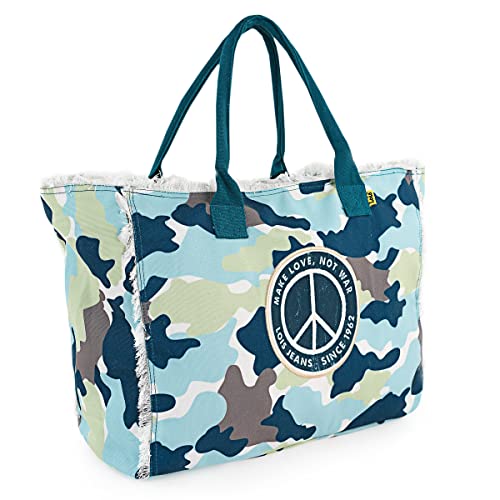 Lois - Borsa Da Spiaggia Da Donna. Borsa Mare Donna. Grandi Borse Da Spiaggia - Borse Da Spiaggia Di Marca Lois Light Con Cemallera, Color Foglia Di T