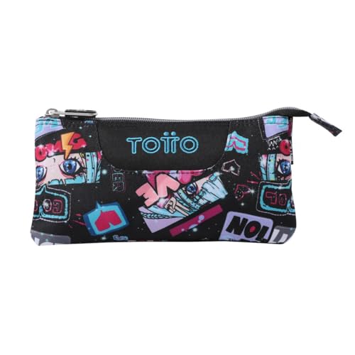Totto - Astuccio Scuola Con 3 Scomparti, Modello Board, Astuccio Grande, Dimensioni 22 X 11 X 3,5 Cm, Una Cerniera, Tessuto Resistente E Repellente Ai