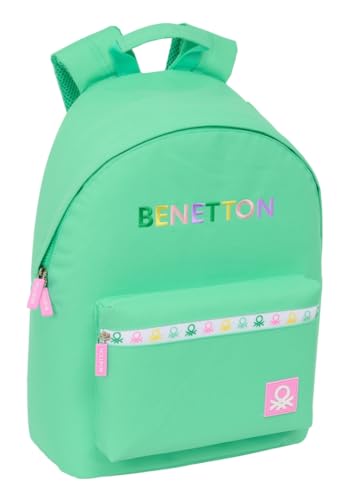 Safta Benetton Mint - Zaino Per Laptop Da 14,1", Ideale Per Giovani Di Diverse Età, Comodo E Versatile, Qualità E Resistenza, 31 X 16 X 41 Cm, Verde M