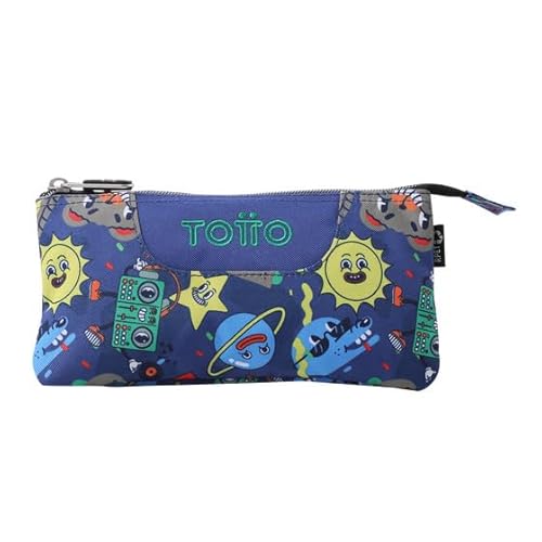 Totto - Astuccio Scuola Con 3 Scomparti, Modello Board, Astuccio Grande, Dimensioni 22 X 11 X 3,5 Cm, Una Cerniera, Tessuto Resistente E Repellente Ai