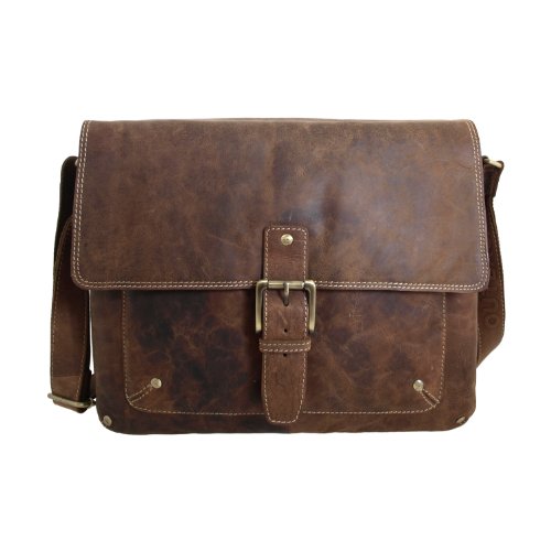 Shalimar Borsa Messenger In Pelle Oliata Per Laptop Da 13", Isabella Naturale, Maße (Bxhxt): Ca. 37X28X14 Cm, Borsa Messenger Vintage