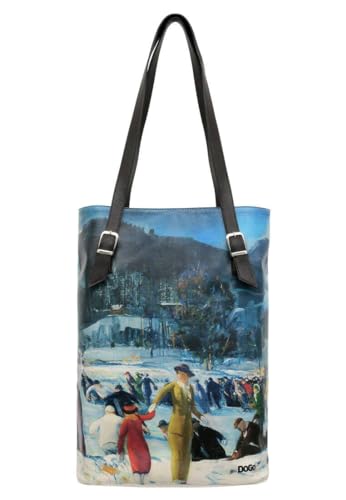 Dogo Femme Cuir Vegan Bleu Fait Main Et Mode Sac D'Épaule - Brush Strokes Motif