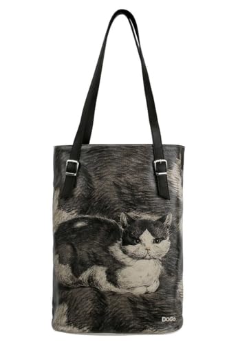 Dogo Femme Cuir Vegan Noir Fait Main Et Mode Sac D'Épaule - Curious Eyes Motif