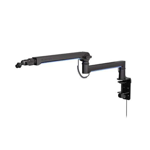 Endorfy Broadcast Low Profile Rgb Boom Arm, Microfono Premium A Basso Profilo Smartfone E Braccio Luminoso Con Cavo, Rotazione Di 360 Gradi, Luci Led