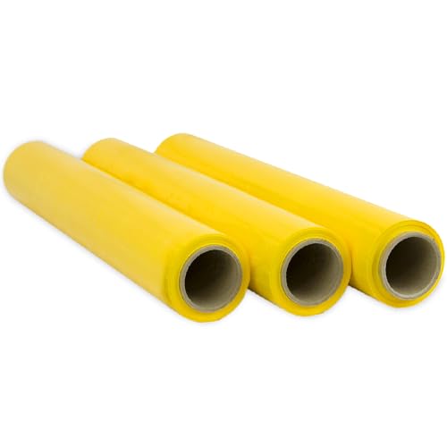 Ofituria Film Amarillo Para Embalar 50 Cm De Ancho Y Estirable Hasta 300 Metros De Longitud – Rollo De Film Elástico Manual Para Embalaje Industrial –
