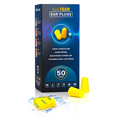 50 Paia Tappi Per Orecchie Amz Gold Per Dormire In Morbida Schiuma Imballati Singolarmente. Tappi Per Orecchie Antirumore, Per Un Miglior Sonno Nottur