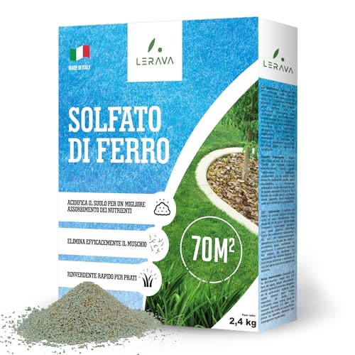 Lerava® Solfato Di Ferro Antimuschio [Elimina Muschio] - 70M² - Concime Prato Granulare Acidificante - Antimuschio Per Prato E Giardino - Rinverdente 