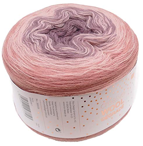 Rico - Gomitolo Di Lana Creativ Wool Dégradé, 200 G, 4 Fili, Colore: Malva/Rosa