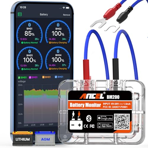 Ancel Bm200 Tester Batteria Auto 12V, Battery Monitor Bluetooth 4.2 Per Batterie Al Litio E Al Piombo Con Allarme Di Prova Di Carica A Manovella Regis