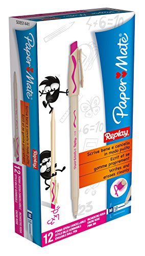 Paper Mate Replay - Penna A Sfera Cancellabile Boîte De 12 Rosa