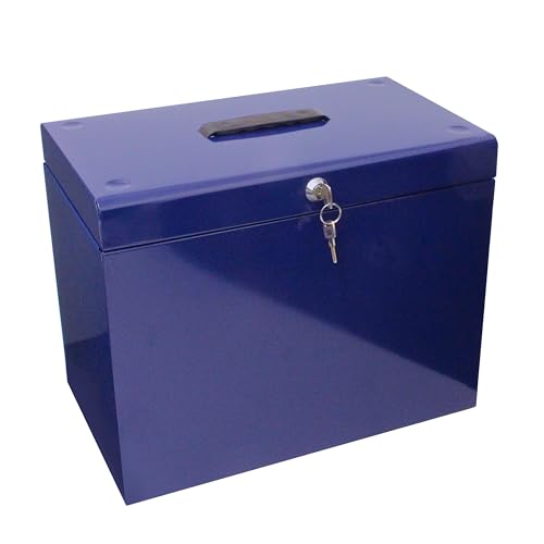 Caja Archivadora De Metal, Tamaño A4, Color Azul