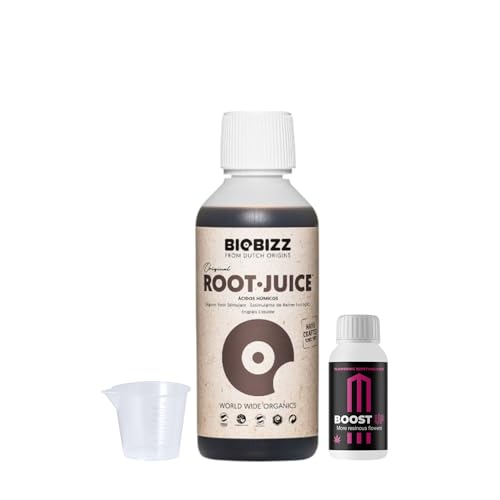 Growmania Root Juice Di Biobizz 250 Ml + Campione Boost Up Nutrients + Misurino | Stimolatore Delle Radici Organiche | Per Piante Giovani E Piantine