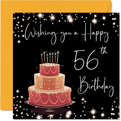 Biglietto Di Auguri Il 56° Compleanno Donne E Uomini Elegante Ed Elegante Biglietto Di Auguri 56 Anni Nonna Nonno Mamma Papà 145Mm Cinquantasei E Cinq