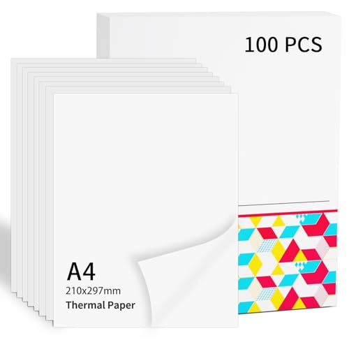 Memoking Carta Termica A4 Per Stampante - 210 X 297 Mm Compatibile Con Phomemo M08F/M832/M833/M834/M835 Ttampante Termica, Ad Asciugatura Rapida Per C