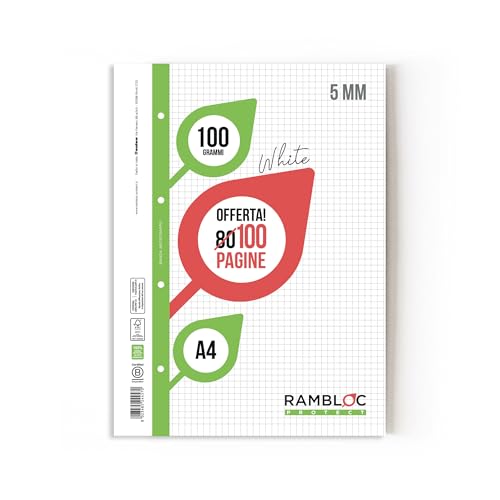 Ricambio A4 Rinforzato Rambloc Fsc 100 Gr. Pacco Da 4 Ricambi 5Mm (400 Pagine Totali) Massima Durabilità E Qualità Per Tutte Le Tue Esigenze Di Scritt