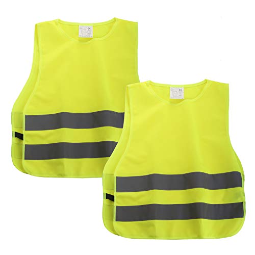Shyosucce 2Pcs Giubbotto Di Sicurezza Per Bambini, Gilet Alta Visibilita Per Corsa, Ciclismo, Escursionismo E Gite Scolastiche (Xs 45X40Cm)