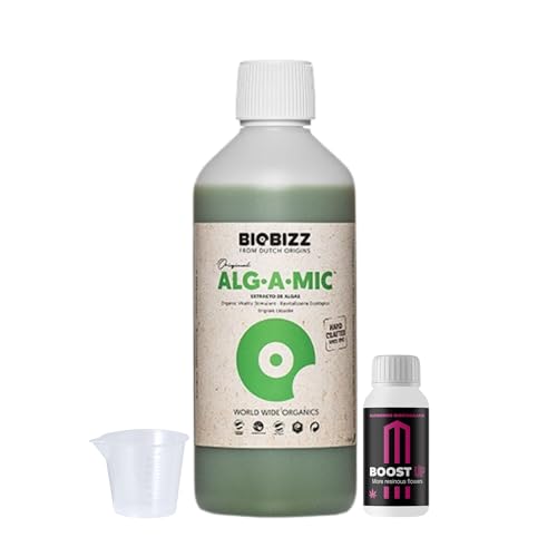 Growmania Alg-A-Mic Di Biobizz 250 Ml + Campione Boost Up Nutrients + Misurino | Rivitalizzatore Biologico Per Piante | Ideale Per Il Recupero Dello S