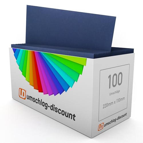 Umschlag-Discount - Buste Formato Din Lungo, Senza Finestra, Autoadesive, 22 X 11 Cm, Protezione Dalla Privacy, Prodotte In Germania (Blu Scuro, 100)