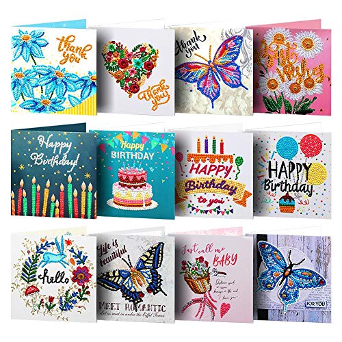 Ycyingcheng Biglietto Di Auguri Con Pittura Diamante 5D Fai Da Te, Disegno Di Diamanti Biglietti Di Ringraziamento Biglietti Di Compleanno Regali Per