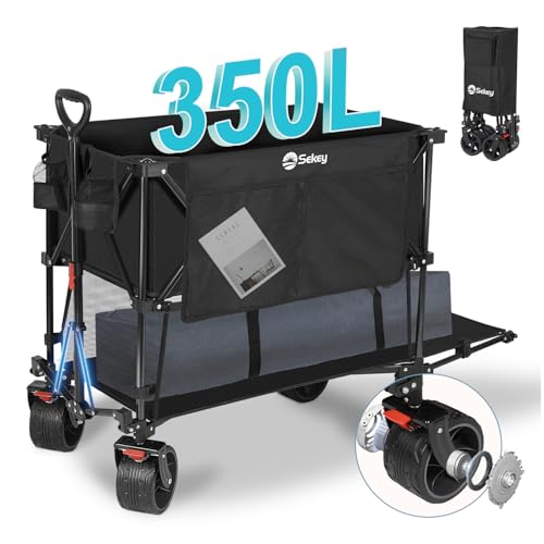 Sekey Xxxxl Carrello Da Spiaggia Pieghevole Con 2 Strati Da 350L, Carrello Pieghevole Per Il Trasporto In Spiaggia, Carrelli Da Trasporto Brevettato D