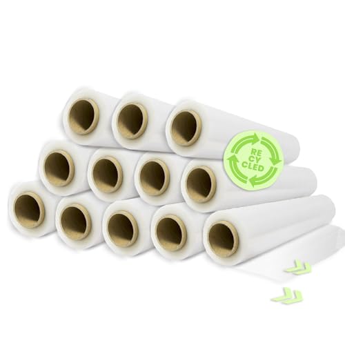 Ofituria Rollo Film Elástico De Plástico Estirable, Transparente 70% Reciclado, 50 Cm Extensible Hasta 300 Metros De Largo, Protector De Embalaje Indu