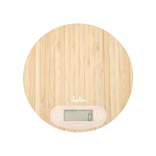 Jata Hogar Hbal1110 - Bilancia Da Cucina Digitale In Bambù. Capacità: 5 Kg. Display Lcd. Bilancia Da Cucina Con Funzione Tara. 1 Batteria Inclusa. Mul