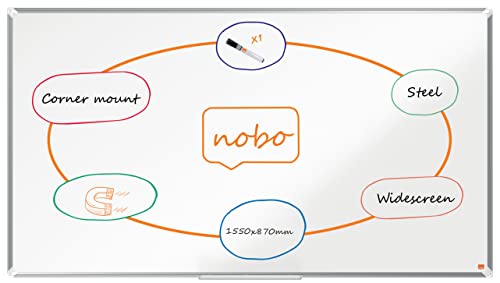 Nobo Premium Plus Lavagna Magnetica Laccata Widescreen - 1550X870 Mm, Cornice In Alluminio, Certificazione Ecolabel Ue, 1915373