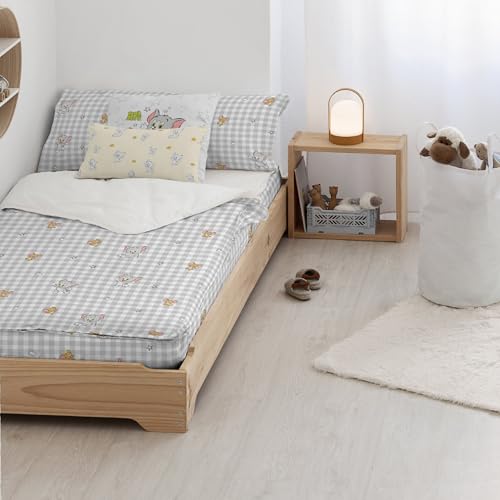 Saco Nórdico 100% Algodón Modelo Tom Jerry Vichy Para Cama De 90 (90X200 Cm.)