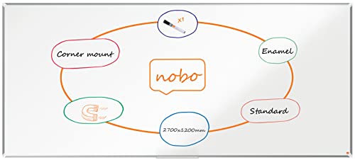 Nobo Premium Plus Lavagna Magnetica Smaltata - 2700X1200 Mm, Cornice In Alluminio, Certificazione Ecolabel Ue, 1915152