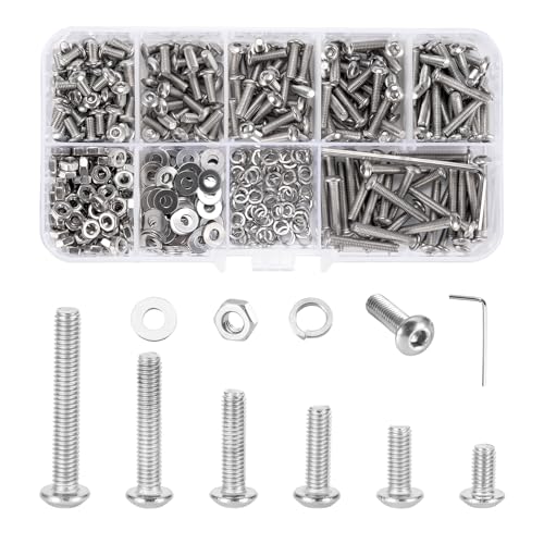 Set Di 500 Viti E Dadi M3, Viti Esagonali In Acciaio Inox M3 X 6 M3 X 8 M3 X 10 M3 X 12 M3 X 16 M3 X 20 Con Chiave Esagonale