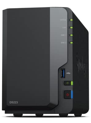 Synology Ds223 8Tb 2 Bay Desktop Nas Soluzione Installata Con 2 Unità Western Digital Red Plus Da 4 Tb