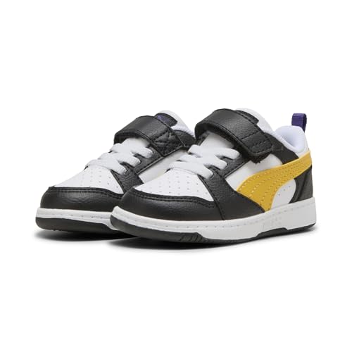 Puma Rimbalzo V6 Lo Ac+ Inf, Scarpe Da Ginnastica Unisex-Bimbi 0-24, Nero Giallo Sizzle Bianco, 25 Eu