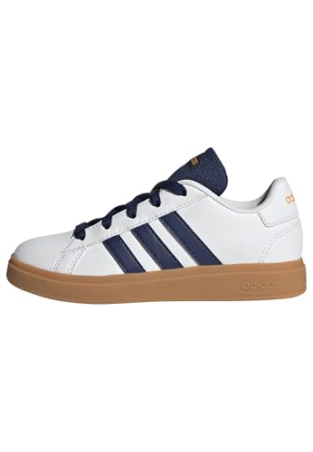 Adidas Grand Court Lifestyle Tennis Lace-Up Shoes, Scarpe, Ftwr White/Dark Blue/Gum10, 25 Eu