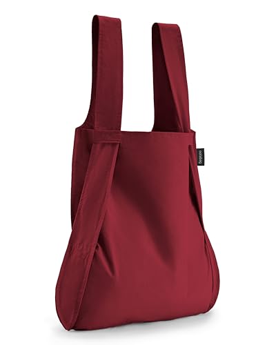 Notabag Zaino Convertibile 2 In 1 | Resistente All'Acqua, Riutilizzabile, Borsa-Zaino Pieghevole (Wine Red)