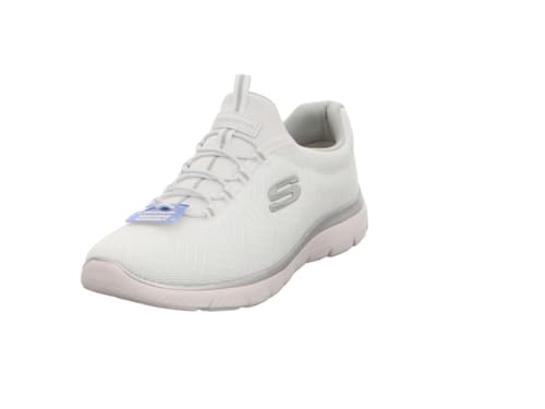 Skechers Summits Artistry Chic, Scarpe Da Ginnastica Donna, Bianco Mesh Argento Grigio Trim, 37 Eu